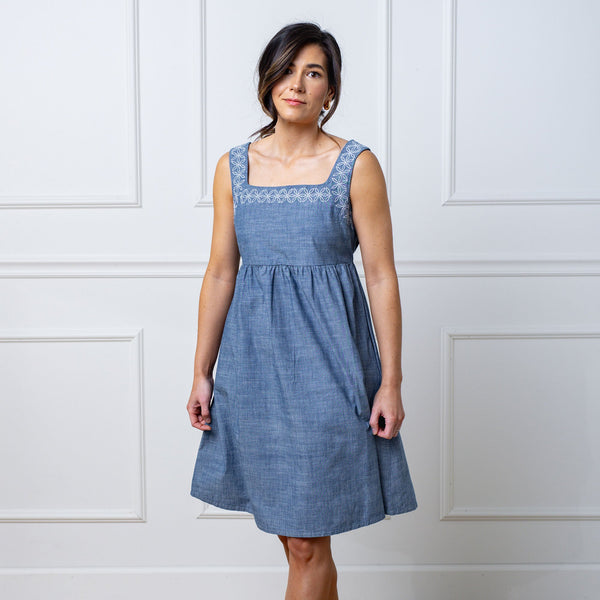 organic-chambray-dress-with-embroidery Sophia's StyleDresses-1